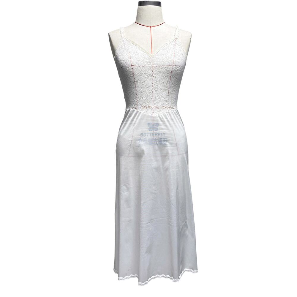 Vintage Vanity Fair Womens Size 32 White Lace Teddy Nightie Slip Dress